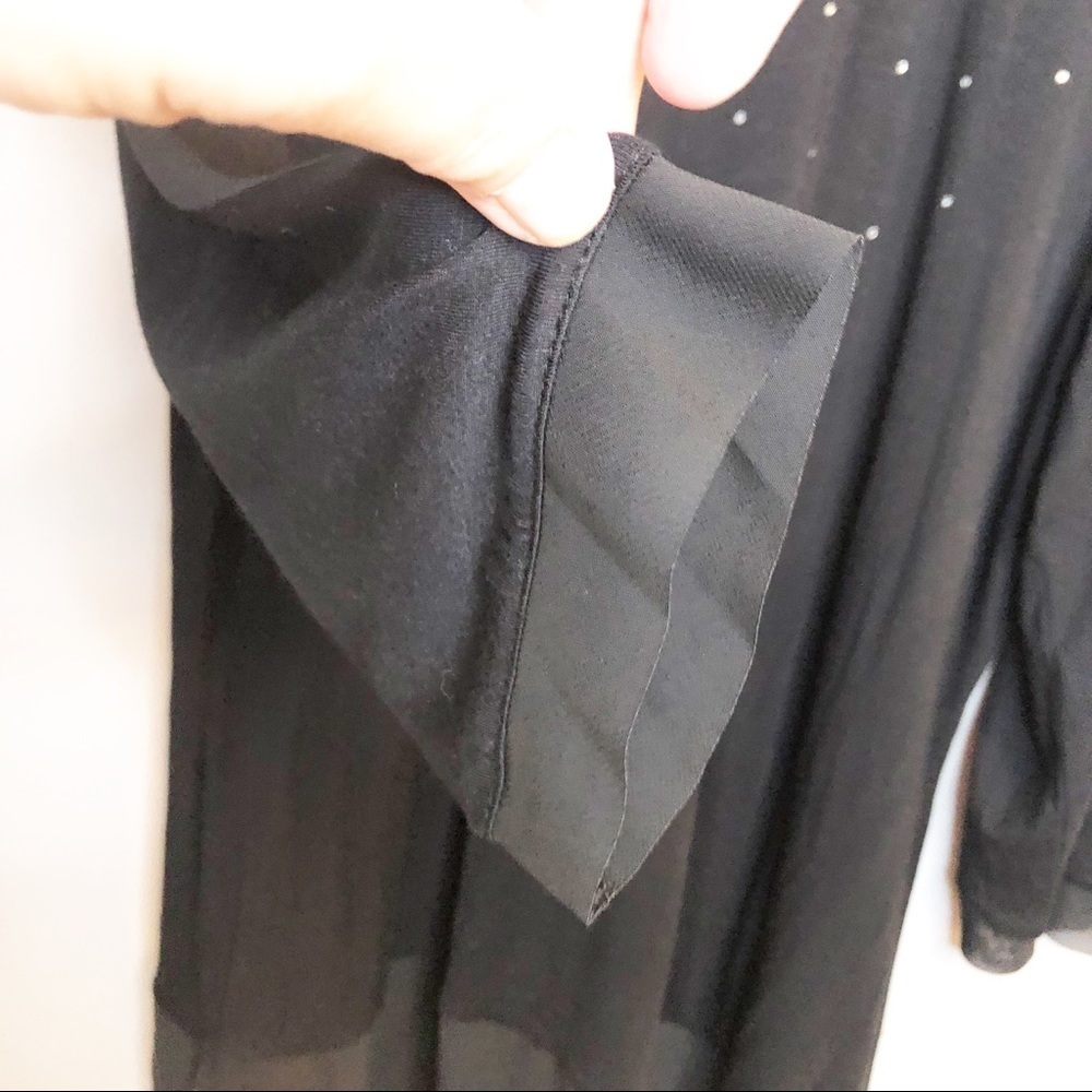 Belldini Black Shirt Oversized Sheer Edging Sz M - Picture 5 of 8